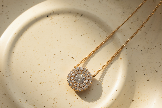 Isabella Double Halo Diamond Necklace (18K)