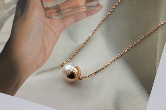 Gold Capped Pearl Necklace