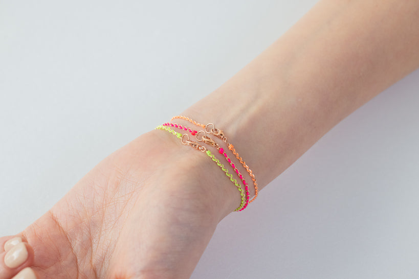 Sophie Neon Silk and Gold Bracelet