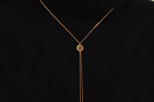 Green Rough Diamond Lariat Necklace